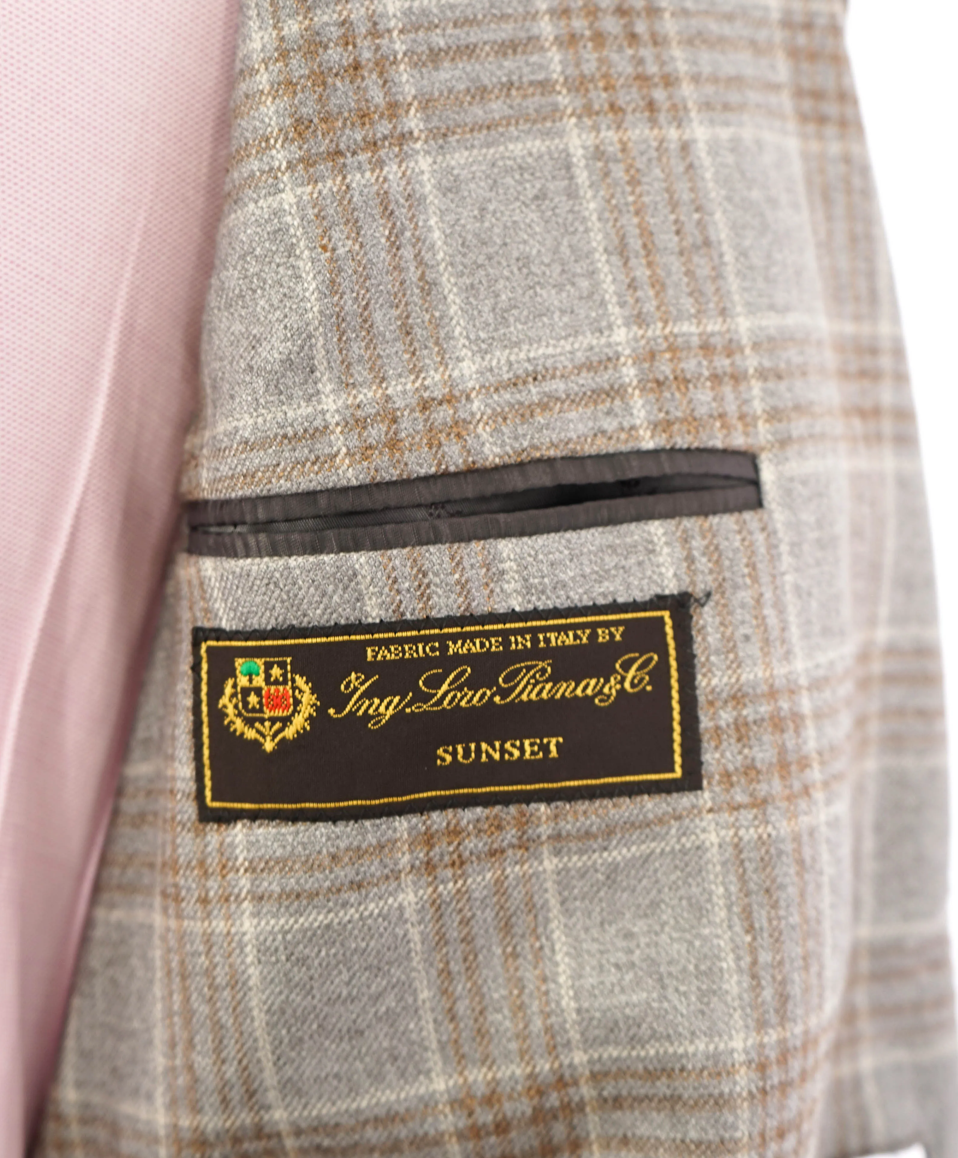 LORO PIANA -"SUNSET" For SAKS 5TH AVE CASHMERE/Silk Check Blazer- 46R