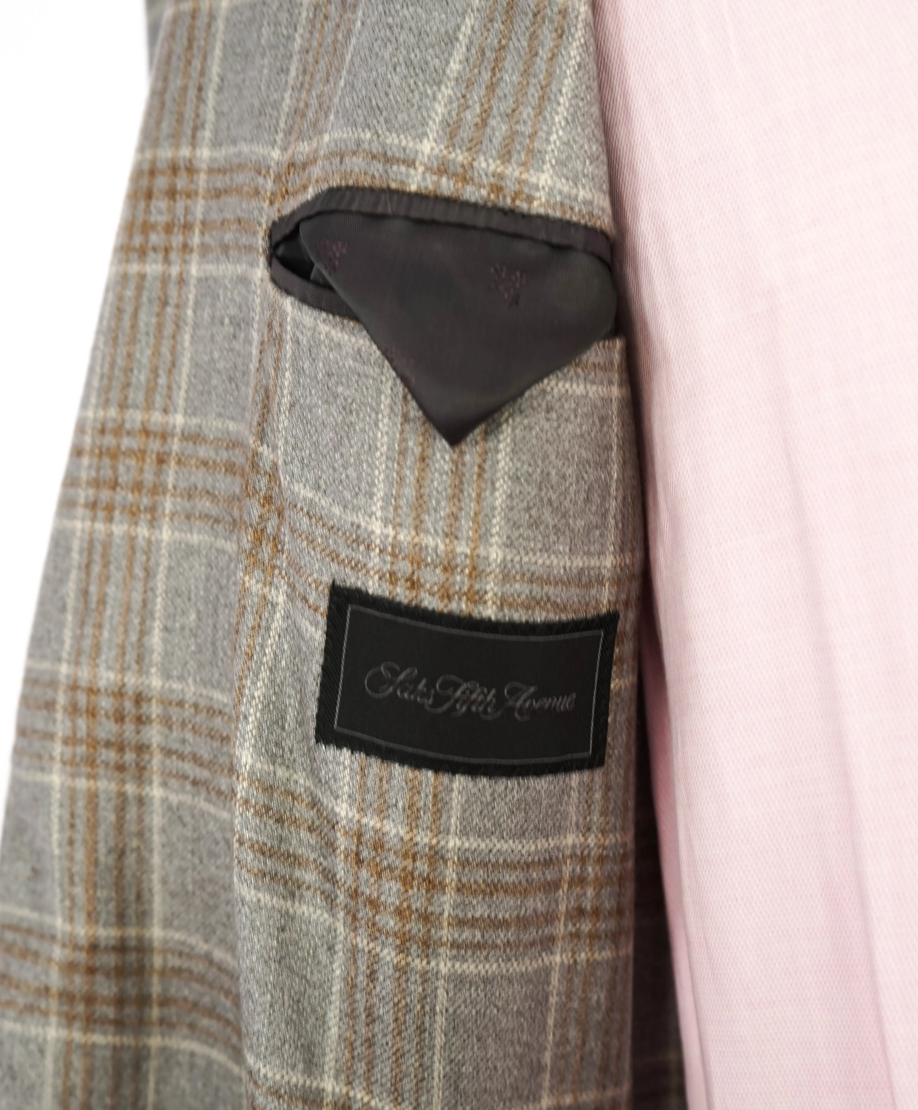 LORO PIANA -"SUNSET" For SAKS 5TH AVE CASHMERE/Silk Check Blazer- 46R