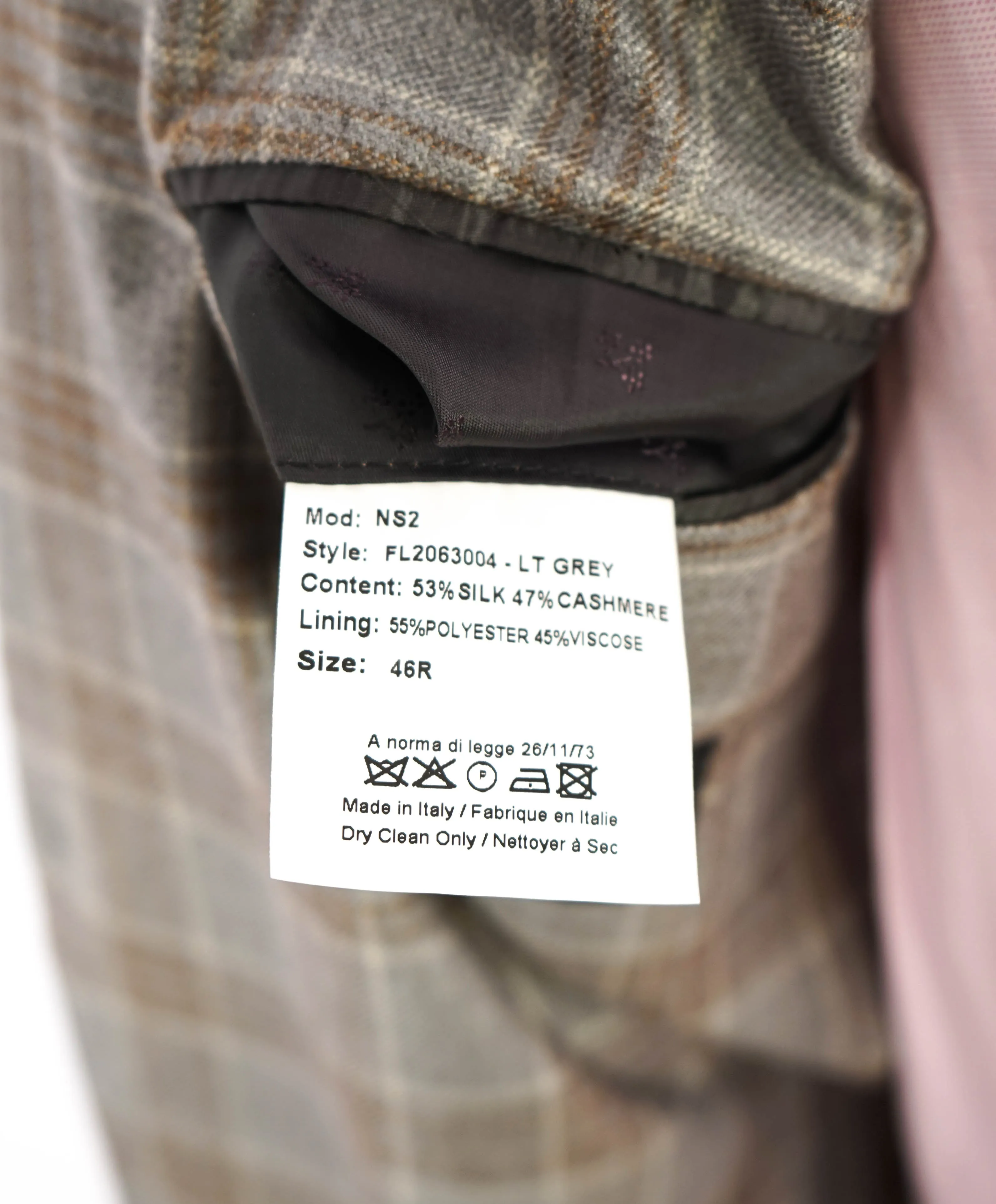 LORO PIANA -"SUNSET" For SAKS 5TH AVE CASHMERE/Silk Check Blazer- 46R