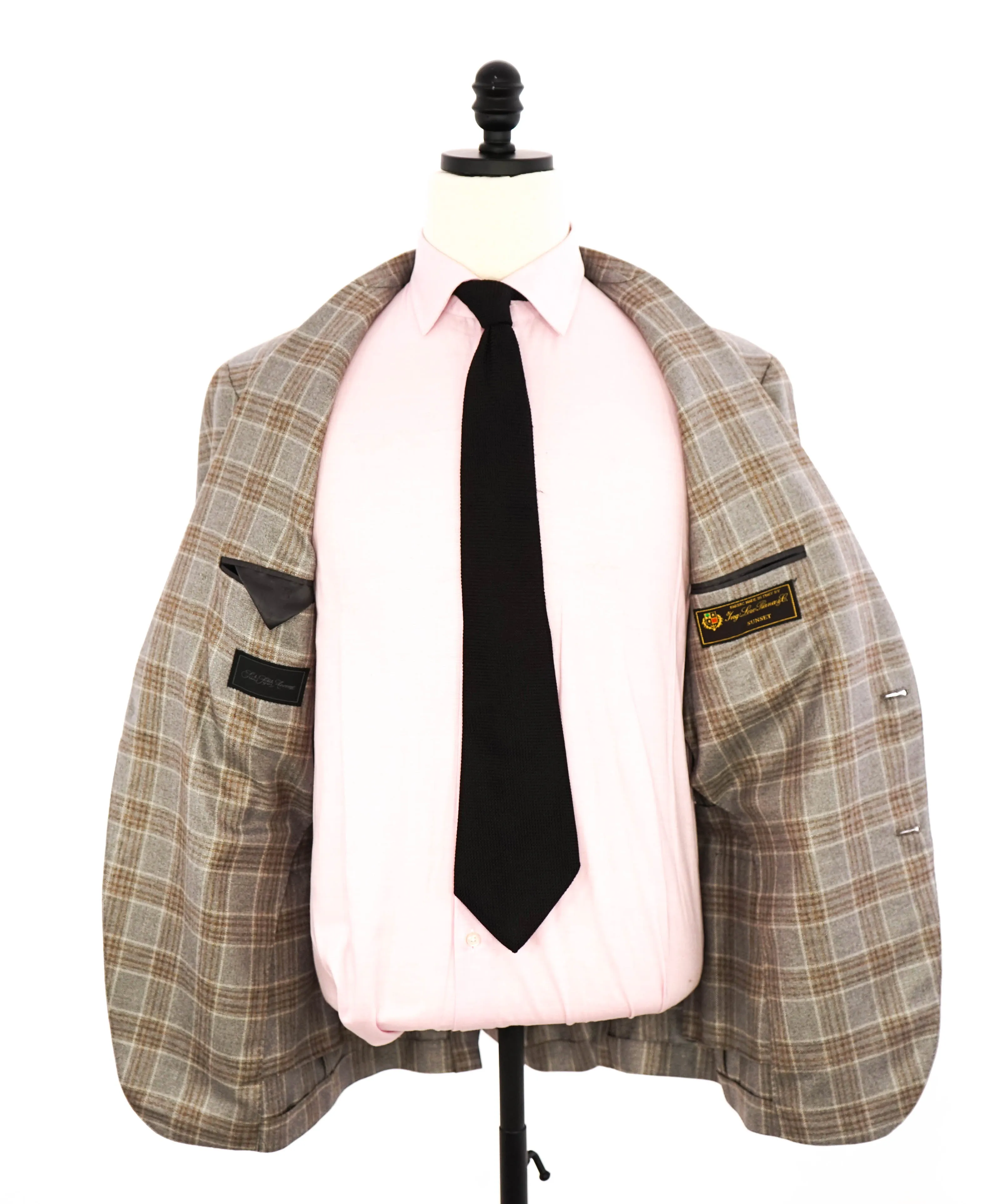 LORO PIANA -"SUNSET" For SAKS 5TH AVE CASHMERE/Silk Check Blazer- 46R
