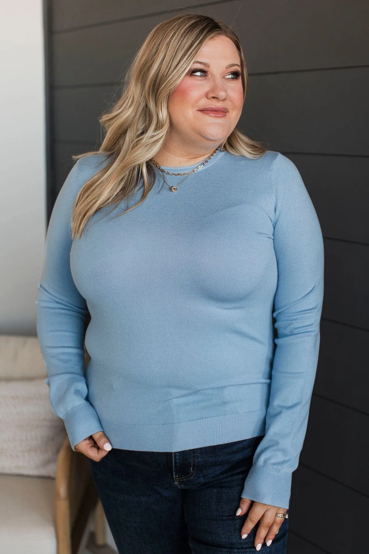 Loving Devotions Knit Sweater- Chambray
