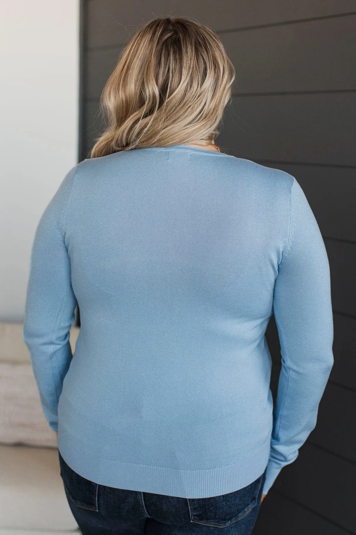 Loving Devotions Knit Sweater- Chambray