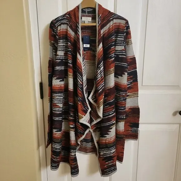 LUCKY BRAND Southwestern Draped Open Front Sweater Cardigan  Size: Medium NWT