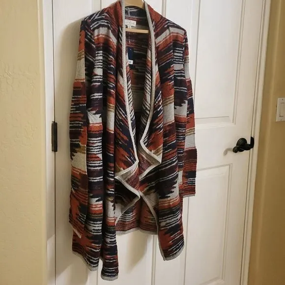 LUCKY BRAND Southwestern Draped Open Front Sweater Cardigan  Size: Medium NWT