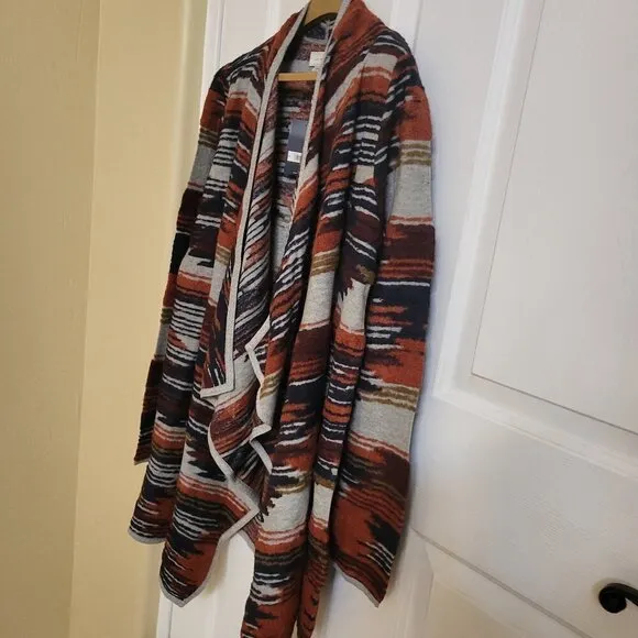 LUCKY BRAND Southwestern Draped Open Front Sweater Cardigan  Size: Medium NWT