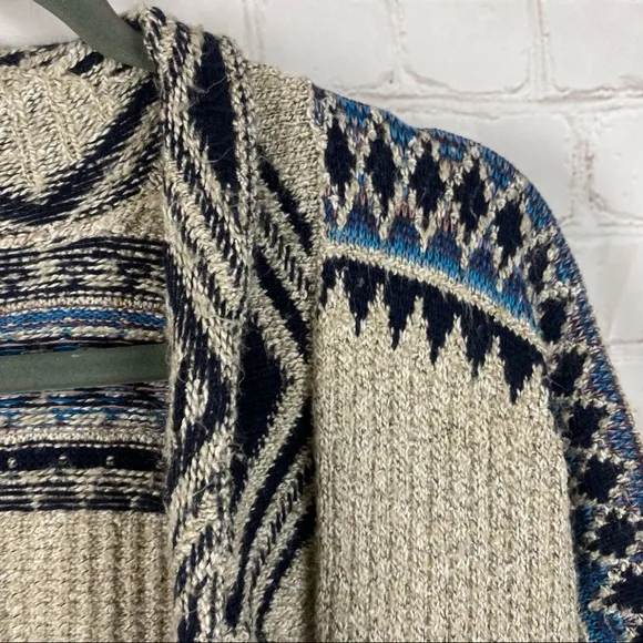 Lucky Brand Tribal Aztec Print Long Open Cardigan Sweater Size XS