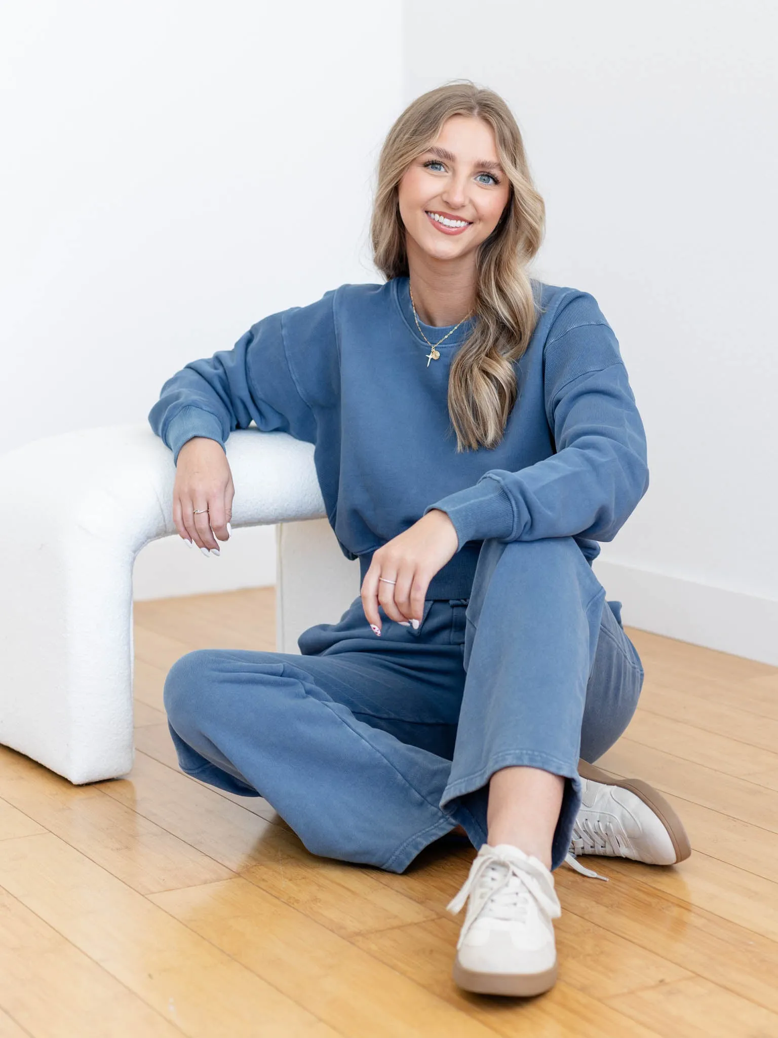 Luxe Stream Cropped Mineral Sweatshirt
