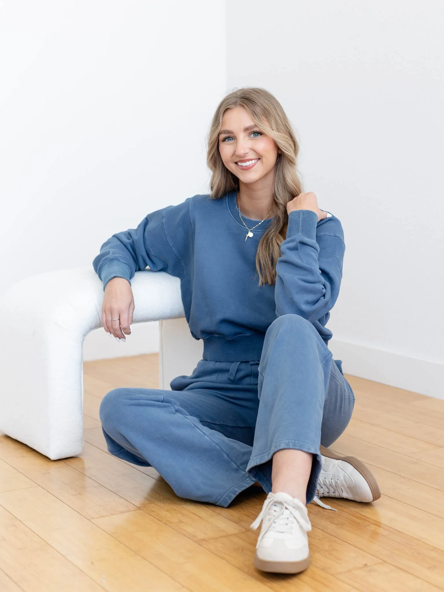 Luxe Stream Cropped Mineral Sweatshirt