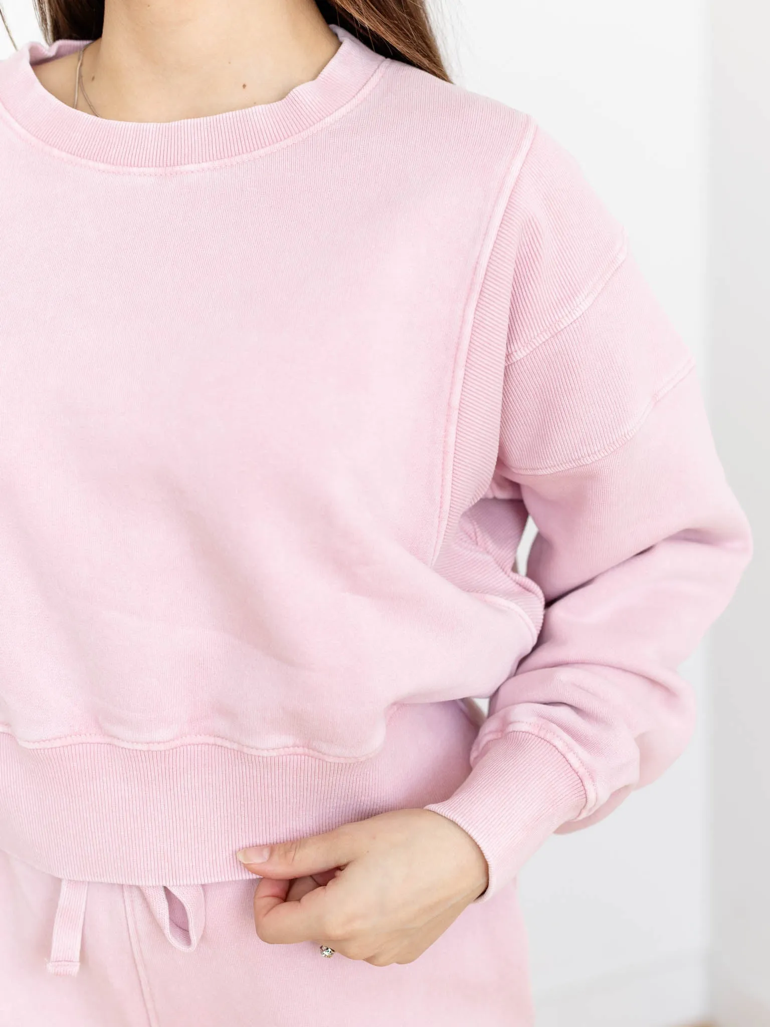 Luxe Stream Cropped Mineral Sweatshirt