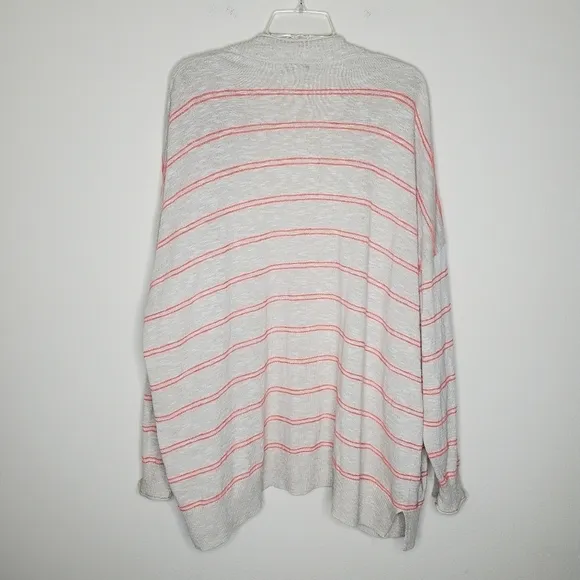 Madewell Bradley Tan Beige Striped Open Longline Ribbed Knit Cardigan Sweater