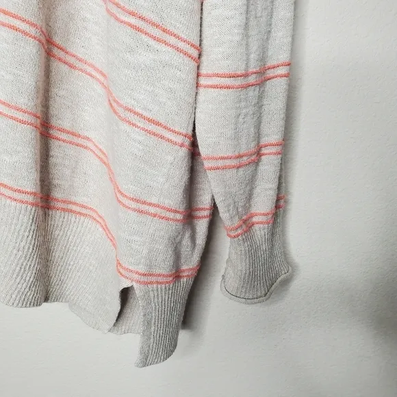 Madewell Bradley Tan Beige Striped Open Longline Ribbed Knit Cardigan Sweater