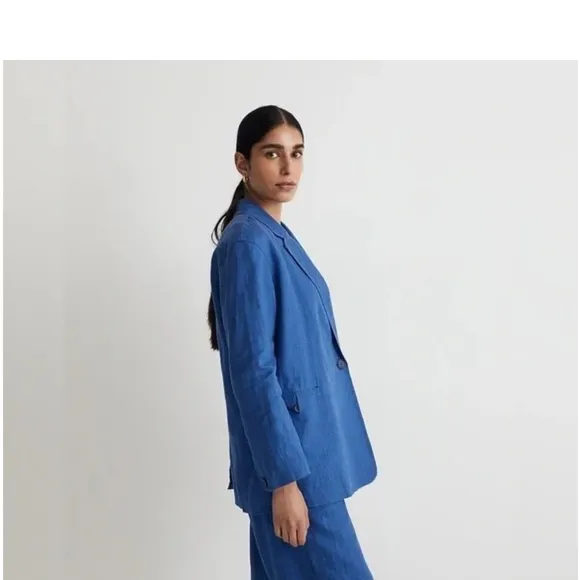 Madewell Double-Breasted Crossover Blazer in 100% Linen