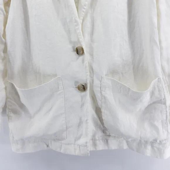 Madewell White 100% Linen Dorset Blazer Single Breasted Oversized Small