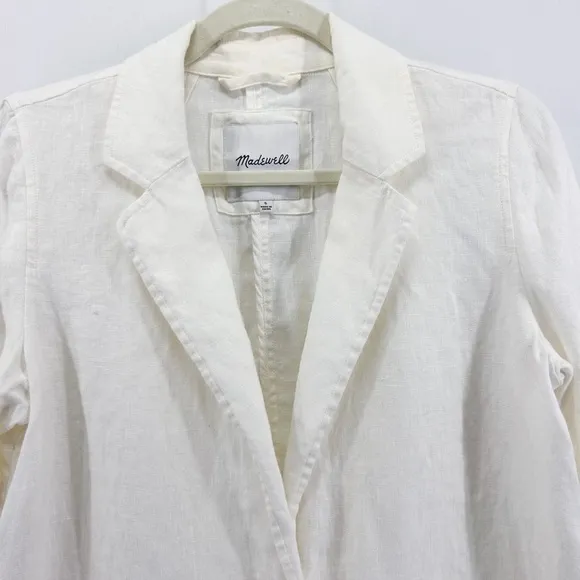 Madewell White 100% Linen Dorset Blazer Single Breasted Oversized Small
