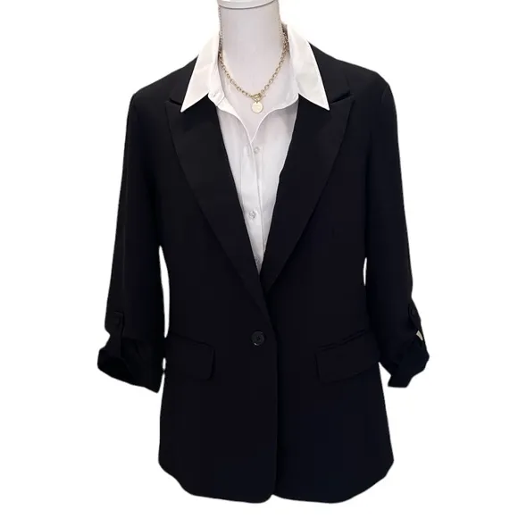 Maeve by Anthropologie Tailored Navy Single Breasted Blazer Size 14. NWT