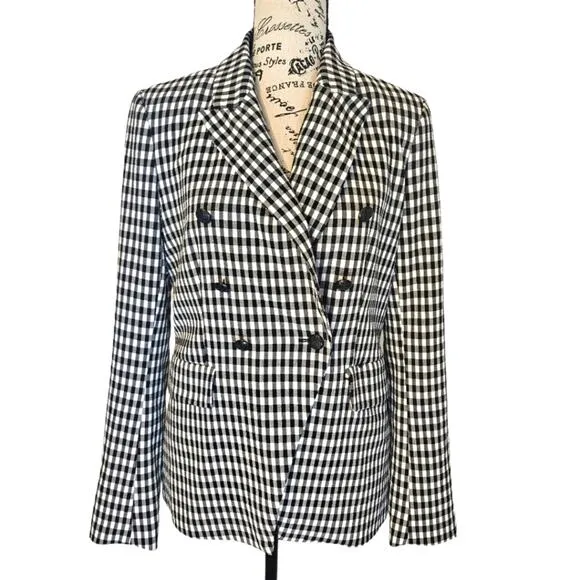 Maison d' Amelie Paris gingham double breasted blazer jacket. Size S