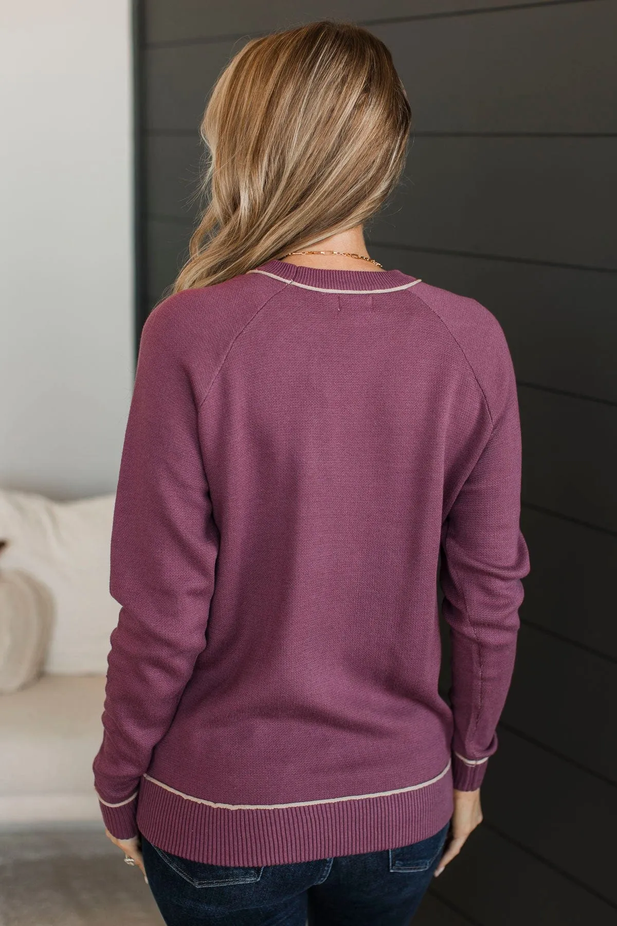 Make You Blush Knit Sweater- Mulberry