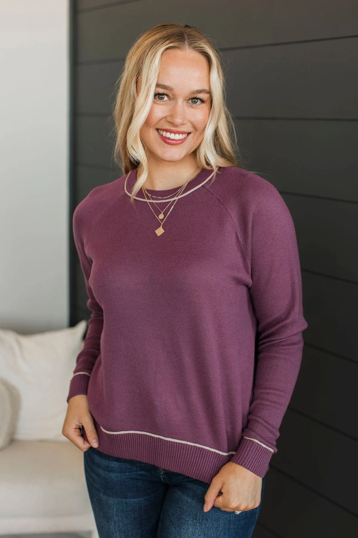 Make You Blush Knit Sweater- Mulberry