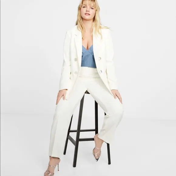 Mango Violeta white double breasted blazer SZ L