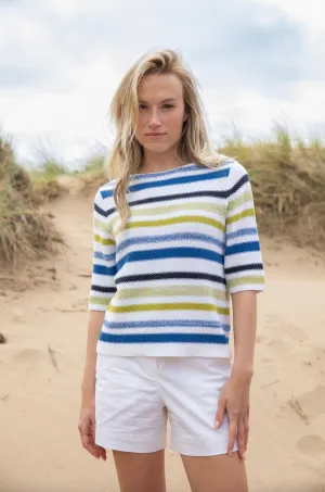 Marble Womens Striped top - Cobalt/lime