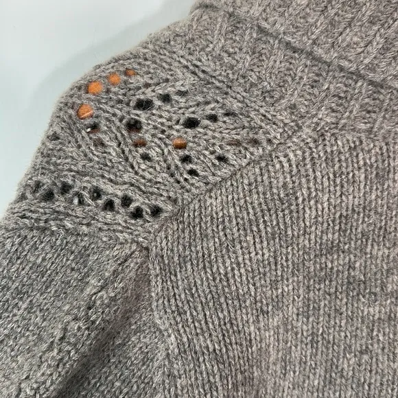 Marina Luna Tie Satin Lambswool women gray Cardigan Sweater Size medium