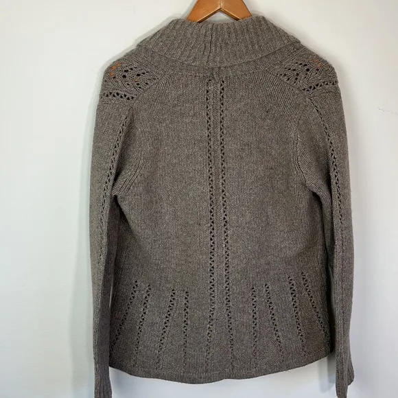 Marina Luna Tie Satin Lambswool women gray Cardigan Sweater Size medium