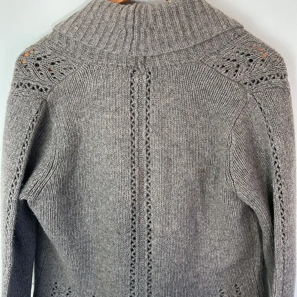 Marina Luna Tie Satin Lambswool women gray Cardigan Sweater Size medium