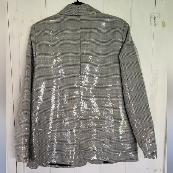 Maurices Plus Size Open Front Sequin Plaid Blazer