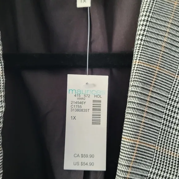 Maurices Plus Size Open Front Sequin Plaid Blazer