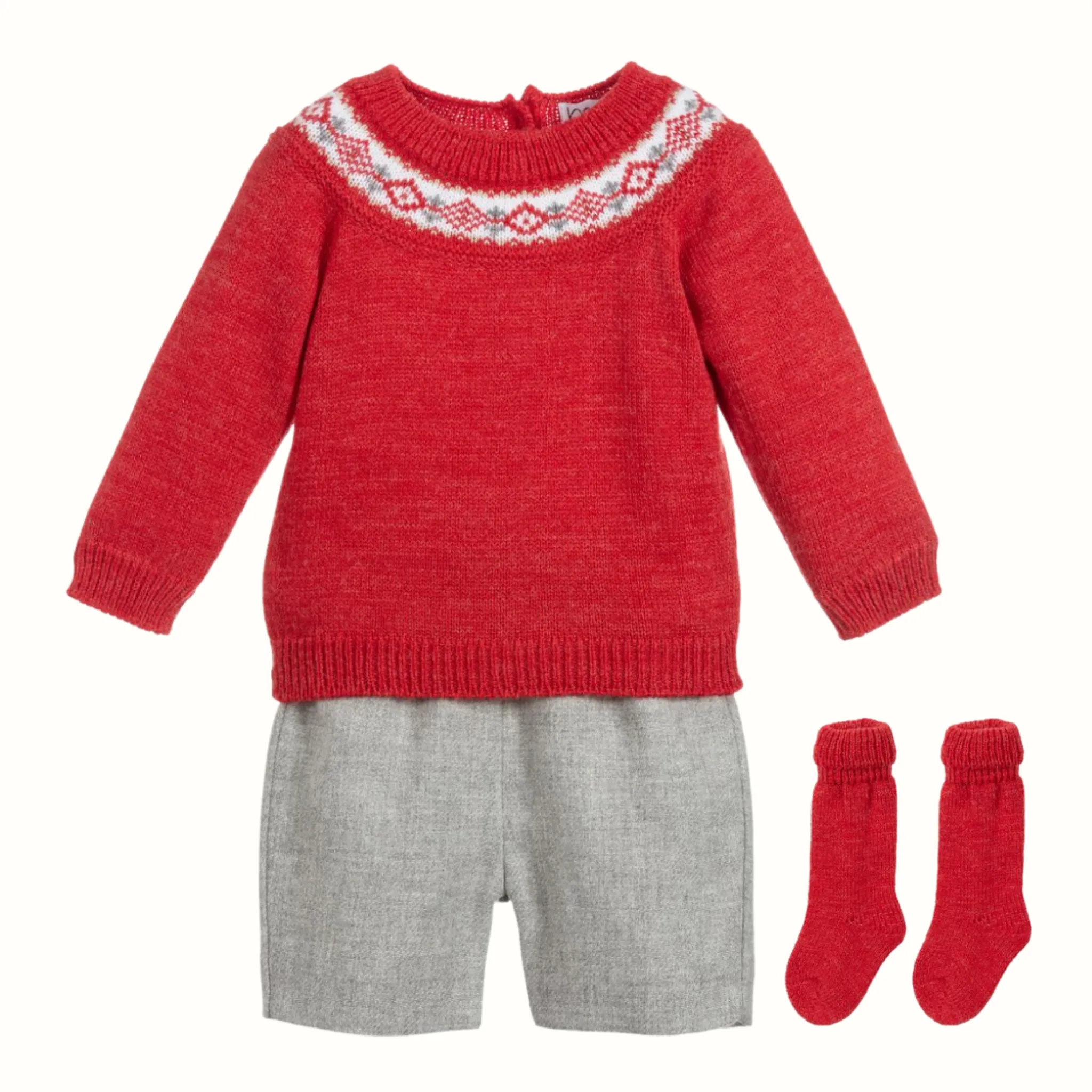 MEBI Red and Grey Winter Short Set 9-12 Months