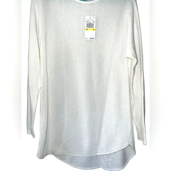 Michael Kors NWT Waffle Knit Cream High Low Sweater Size Medium Lightweight