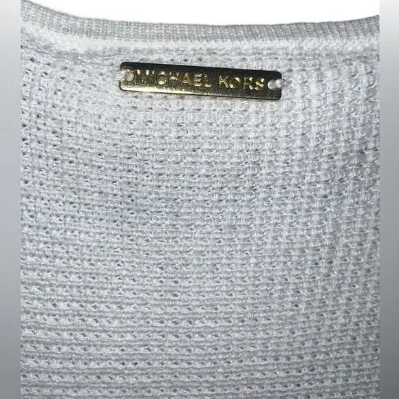 Michael Kors NWT Waffle Knit Cream High Low Sweater Size Medium Lightweight