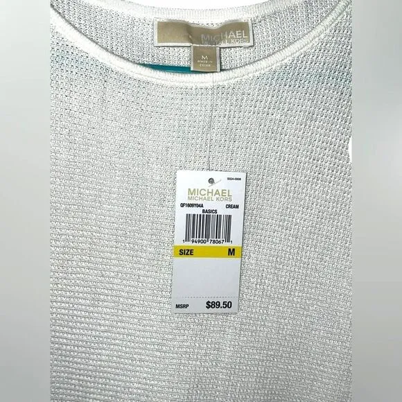 Michael Kors NWT Waffle Knit Cream High Low Sweater Size Medium Lightweight