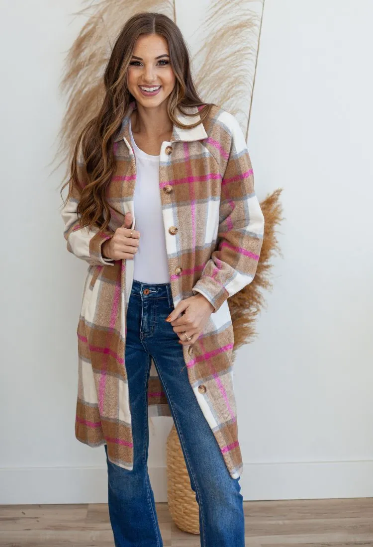 Milan Plaid Longline Shacket
