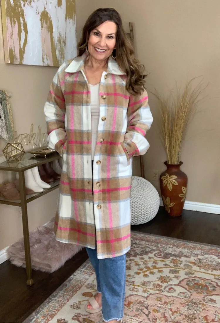 Milan Plaid Longline Shacket