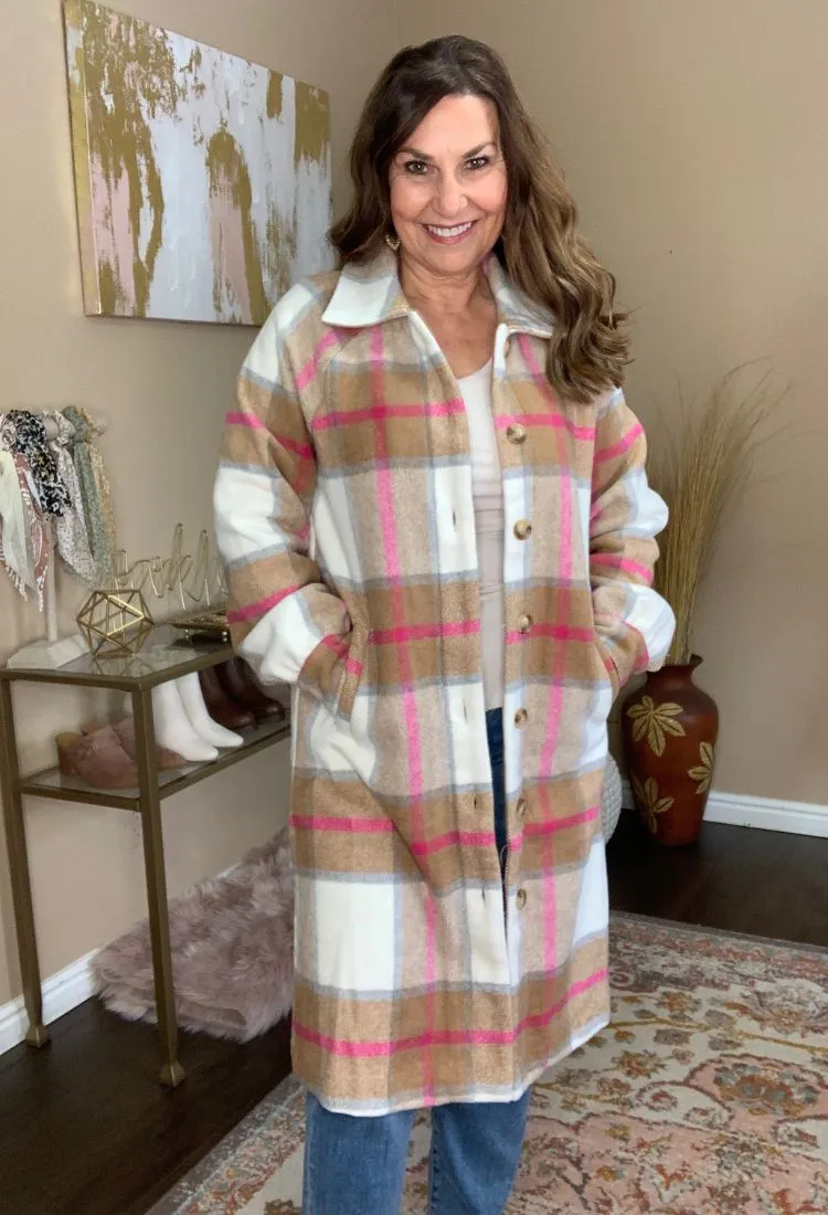 Milan Plaid Longline Shacket