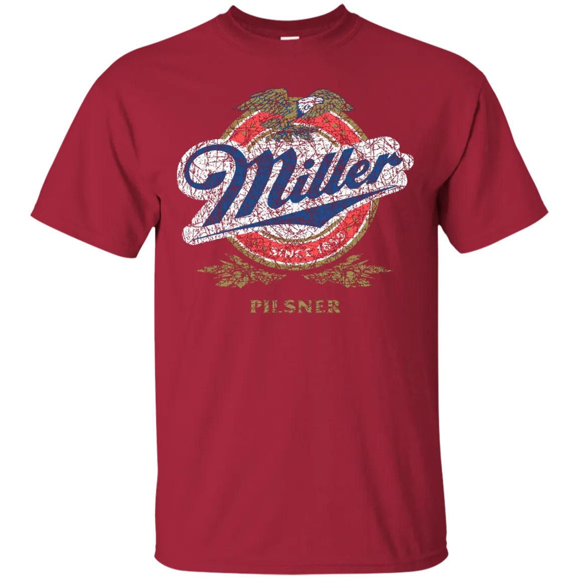 Miller Lite Beer T-Shirt Custom Designed Color Worn Label Pattern