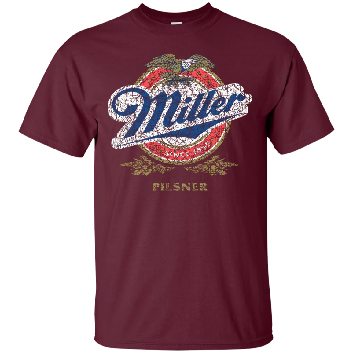 Miller Lite Beer T-Shirt Custom Designed Color Worn Label Pattern