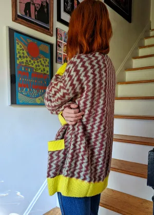 Mint Rust Zig Zag Oversized Cardigan