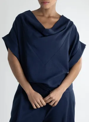 Mira Cowl Top - Navy