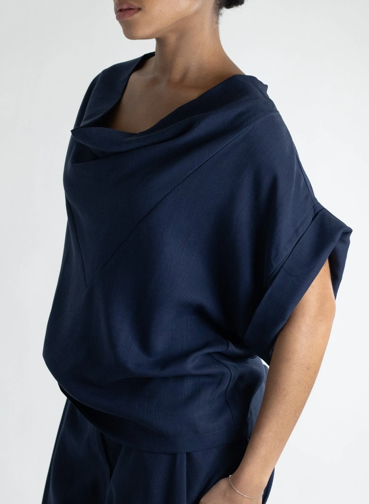 Mira Cowl Top - Navy
