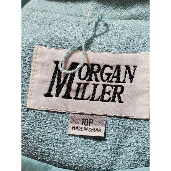 Morgan Miller Women Blue Polyester Single Breasted Blazer &amp; Skirt 2 Pcs Suit 10P