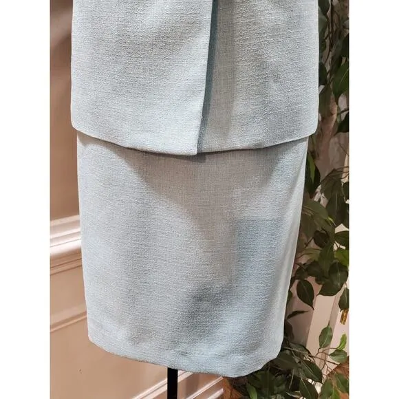 Morgan Miller Women Blue Polyester Single Breasted Blazer &amp; Skirt 2 Pcs Suit 10P