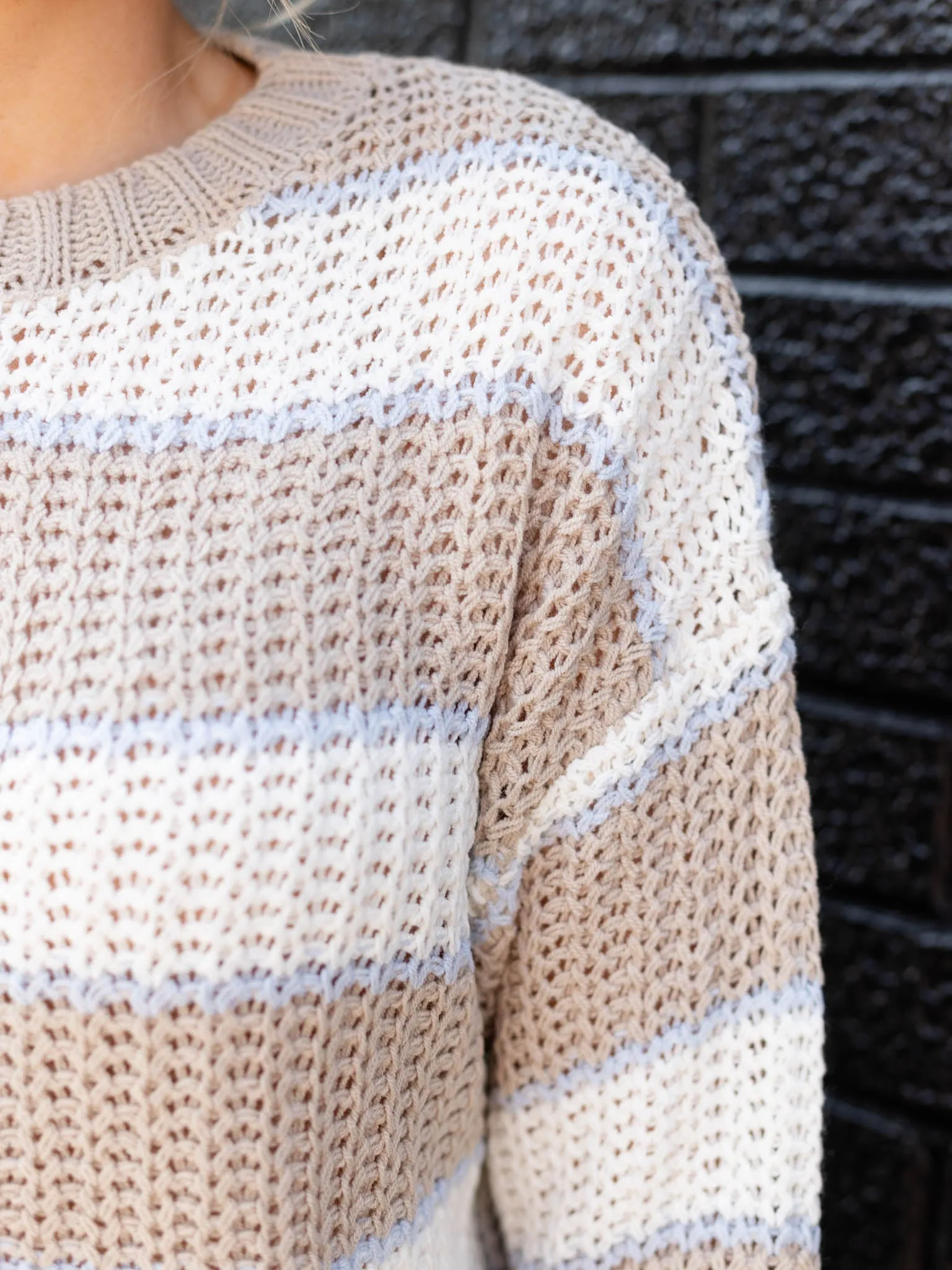 Multi Stripe Crochet Sweater