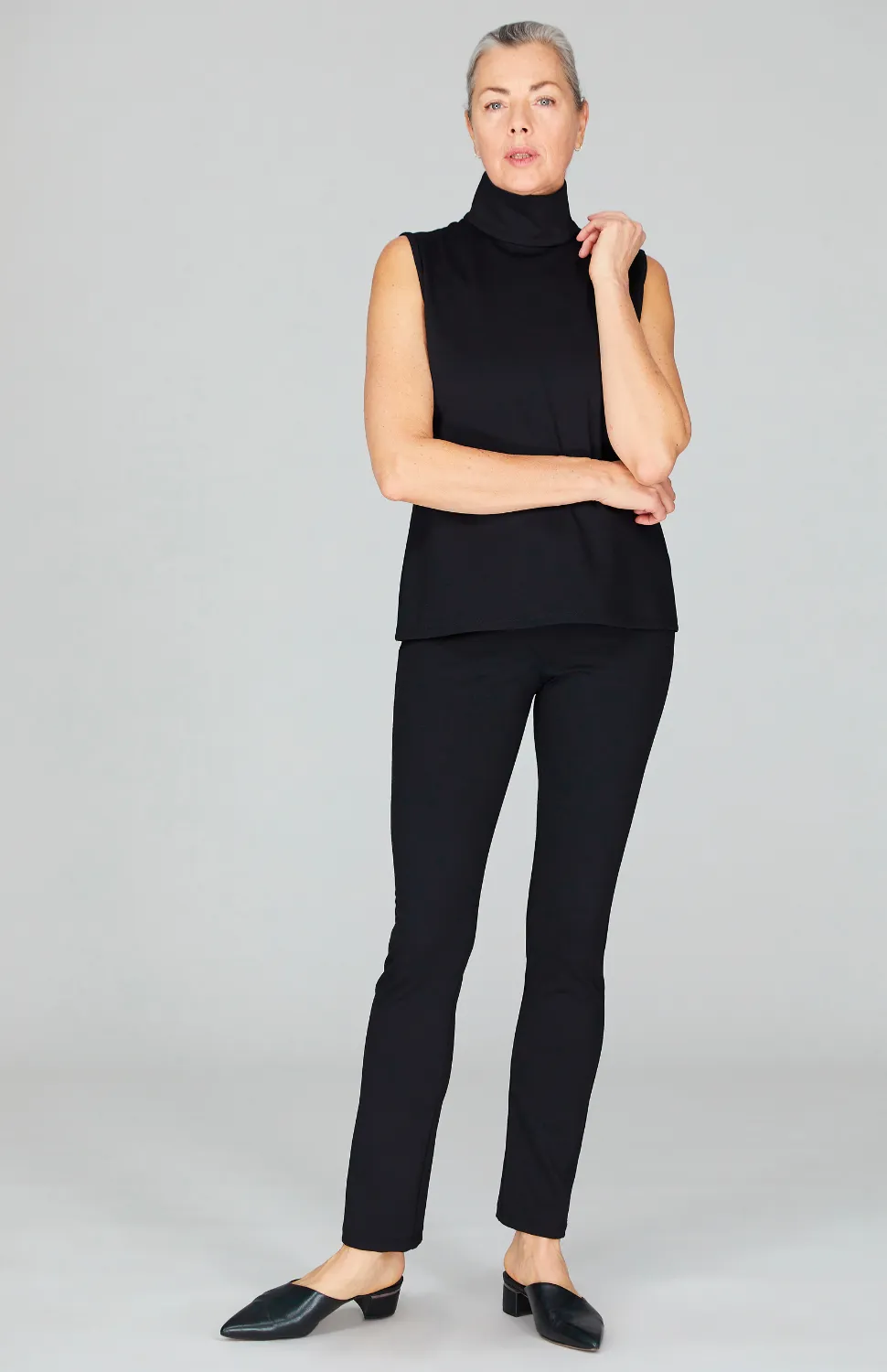 Narrow Ponte Pant w/Wide Elastic Waistband