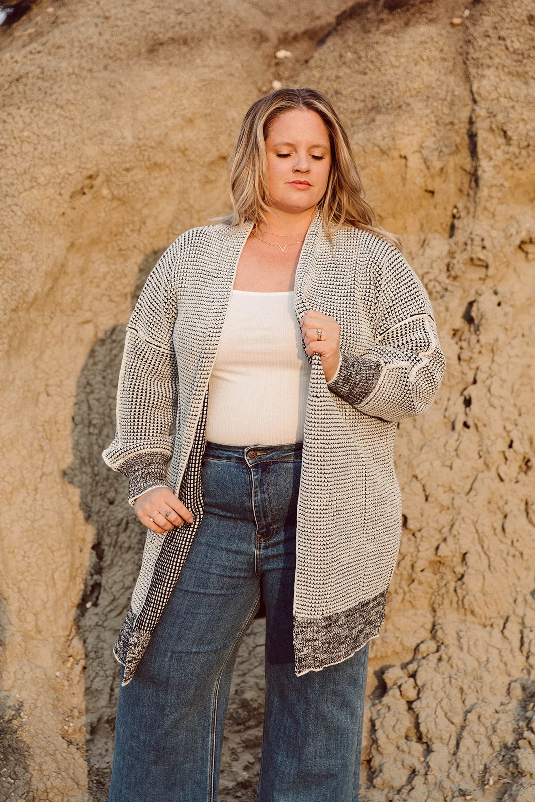 Nathalia Charcoal Long Sleeve Cardigan Curvy