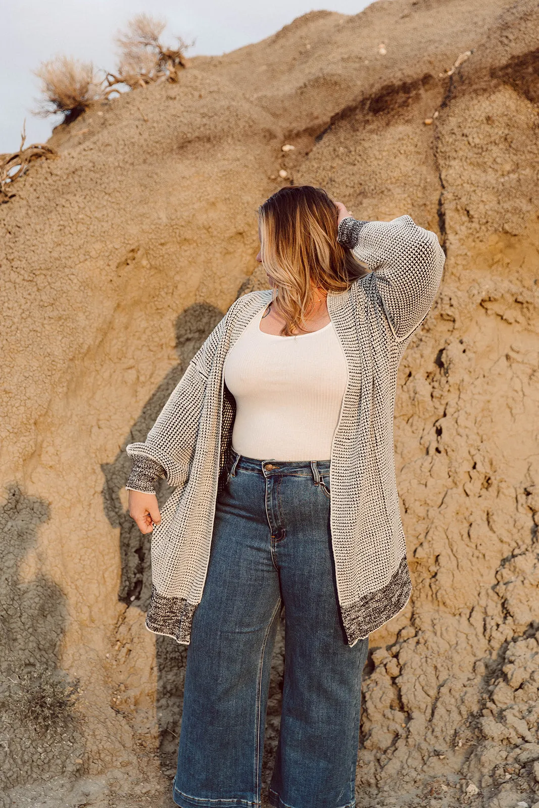Nathalia Charcoal Long Sleeve Cardigan Curvy