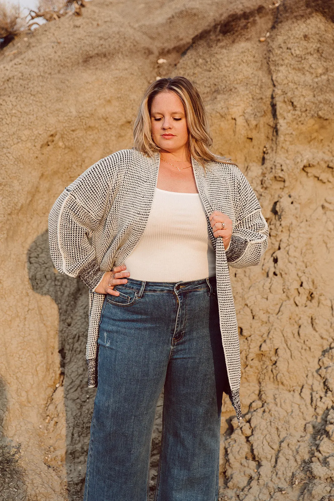 Nathalia Charcoal Long Sleeve Cardigan Curvy