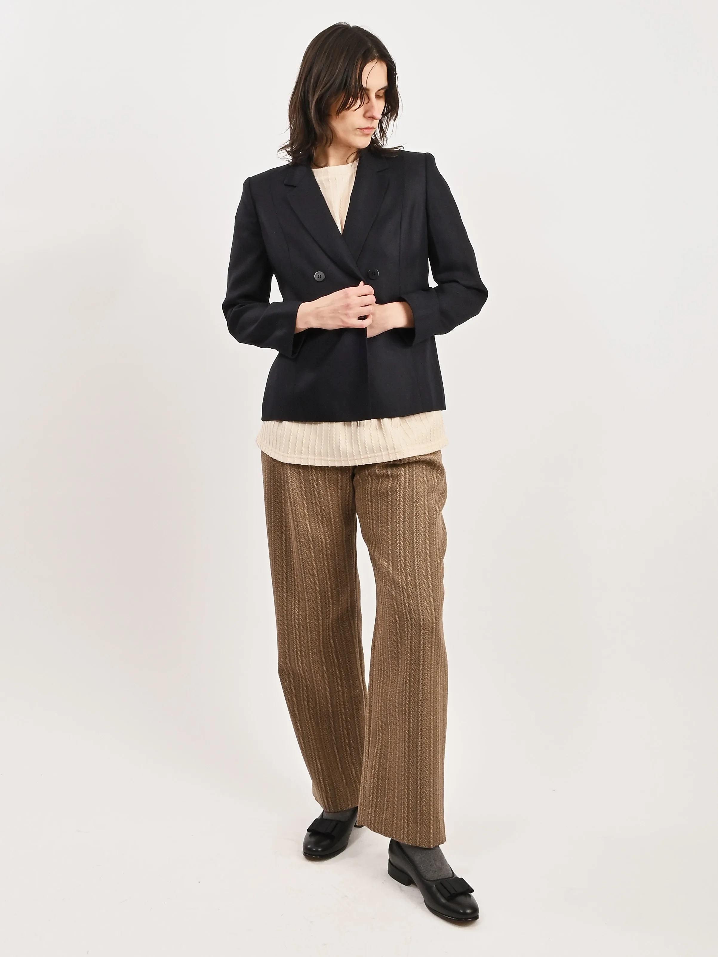Navy Double Breasted Boxy Blazer
