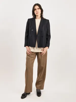 Navy Double Breasted Boxy Blazer
